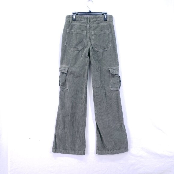 Tinseltown Pants Womens Size 1 Green Corduroy Baggy Wide Leg Cargo 100% Cotton - Picture 10 of 16